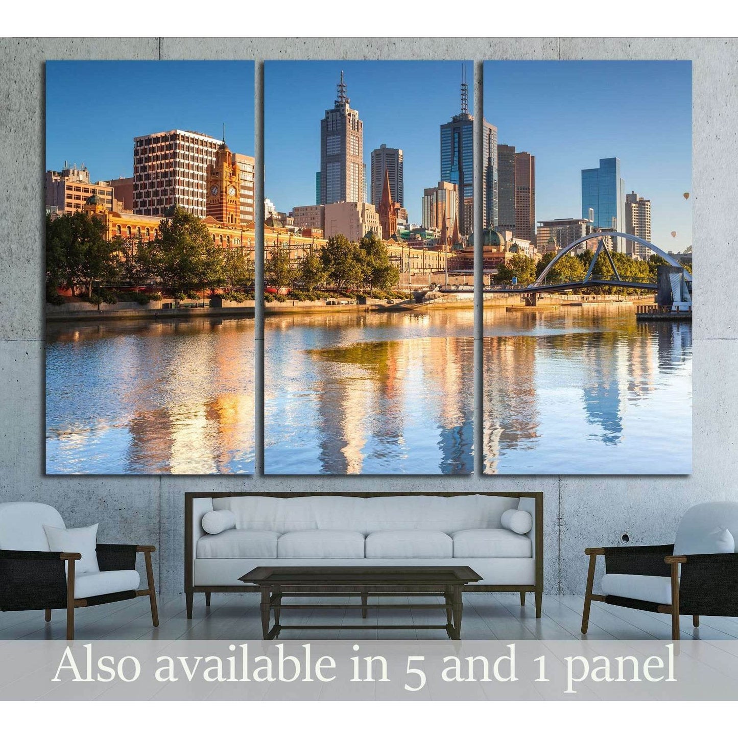 Melbourne skyline looking towards Flinders Street Station №2610 Ready to Hang Canvas Print - Zellart Canvas Prints ALL_Products, s-2610