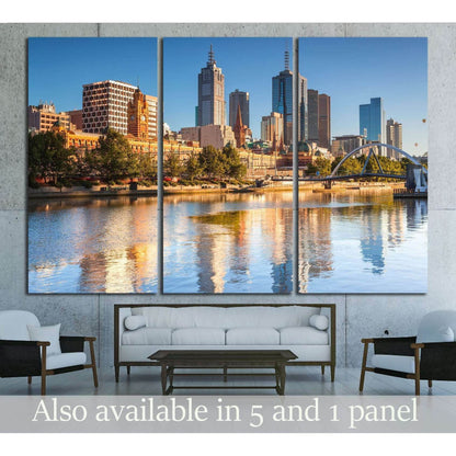 Melbourne skyline looking towards Flinders Street Station №2610 Ready to Hang Canvas Print - Zellart Canvas Prints ALL_Products, s-2610