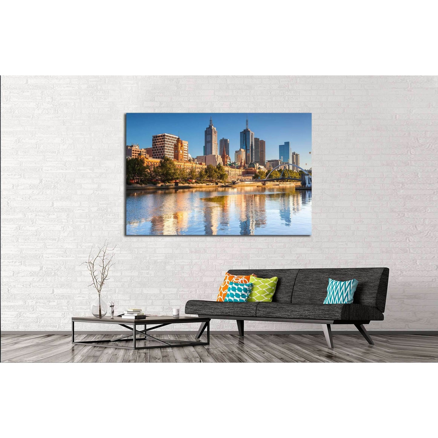 Melbourne skyline looking towards Flinders Street Station №2610 Ready to Hang Canvas Print - Zellart Canvas Prints ALL_Products, s-2610