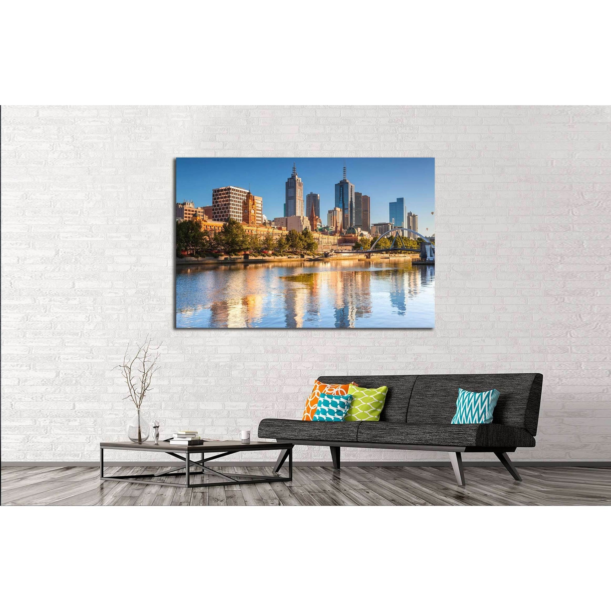 Melbourne skyline looking towards Flinders Street Station №2610 Ready to Hang Canvas Print - Zellart Canvas Prints ALL_Products, s-2610
