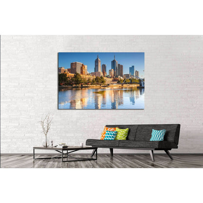 Melbourne skyline looking towards Flinders Street Station №2610 Ready to Hang Canvas Print - Zellart Canvas Prints ALL_Products, s-2610
