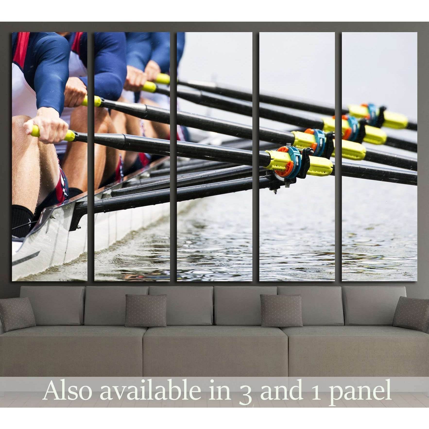 men's quadruple skulls rowing team №1371 Ready to Hang Canvas Print