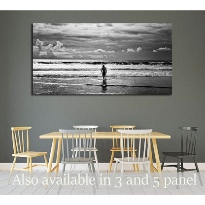 Men surfer and ocean. Black-white fine art photo №3250 Ready to Hang Canvas Print - Zellart Canvas Prints ALL_Products, s-3250