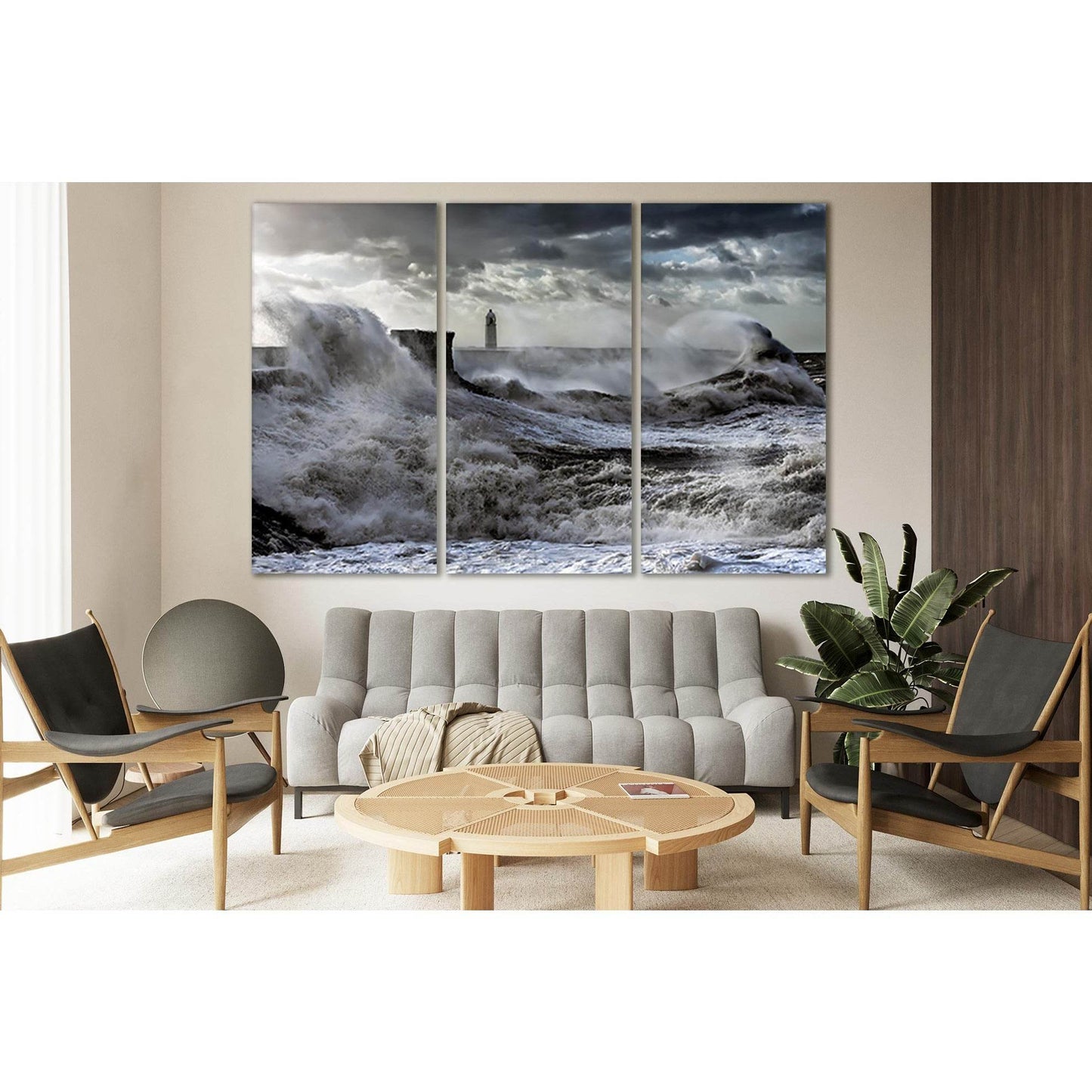 Menacing Waves Gray Sky №SL109 Ready to Hang Canvas Print - Zellart Canvas Prints 0new, ALL_Products, Beach Ocean & Waves