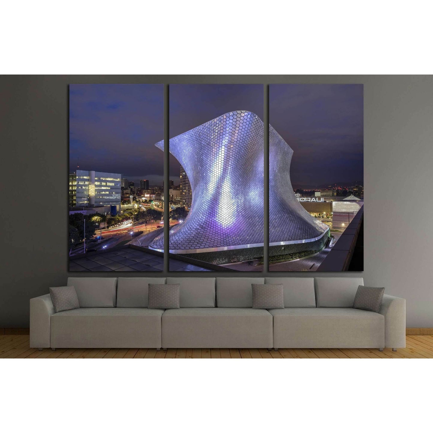 Mexico City, Mexico, Museum Soumaya at night, Nuevo Polanco №2328 Ready to Hang Canvas PrintCanvas art arrives ready to hang, with hanging accessories included and no additional framing required. Every canvas print is hand-crafted, made on-demand at our w