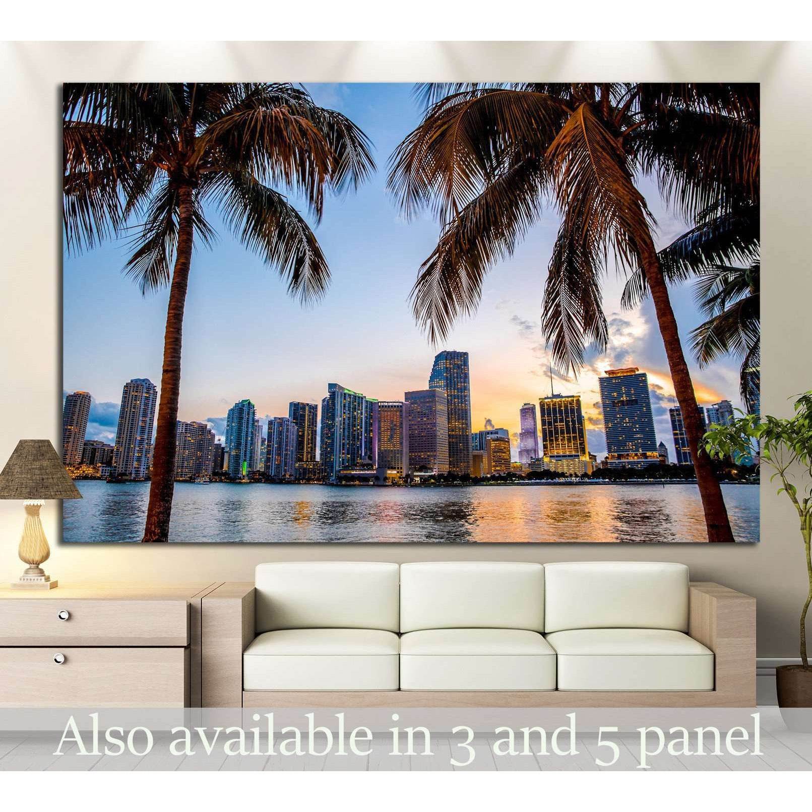 Miami, Florida skyline №1228 Ready to Hang Canvas Print - Zellart Canvas Prints ALL_Products, s-1228