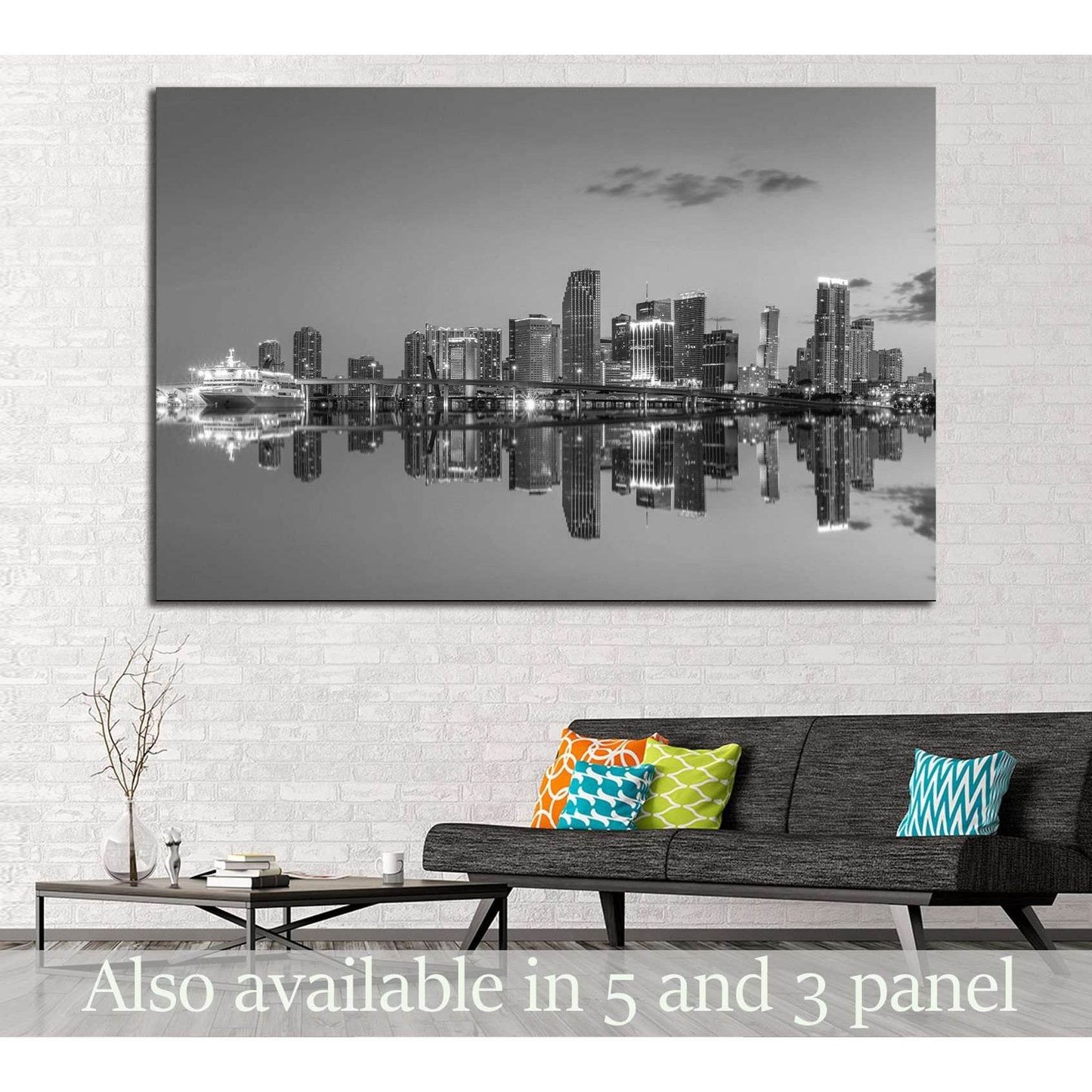 Miami Сity Skyline №528 Ready to Hang Canvas Print - Zellart Canvas Prints ALL_Products, s-528