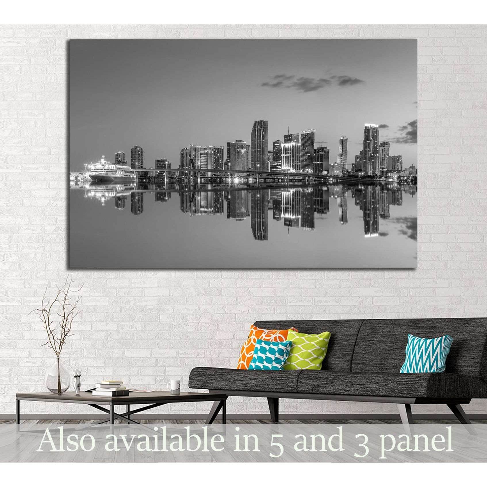 Miami Сity Skyline №528 Ready to Hang Canvas Print - Zellart Canvas Prints ALL_Products, s-528