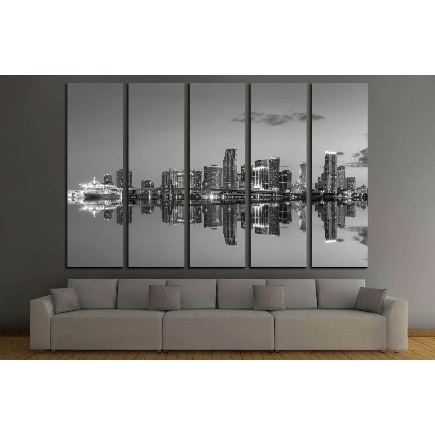 Miami Сity Skyline №528 Ready to Hang Canvas Print - Zellart Canvas Prints ALL_Products, s-528