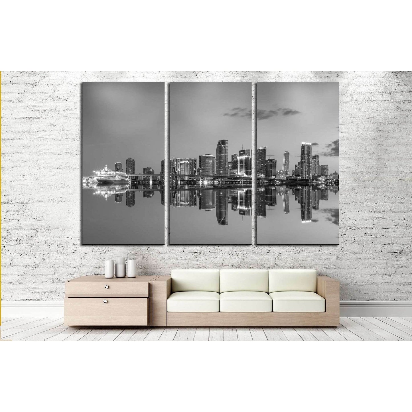 Miami Сity Skyline №528 Ready to Hang Canvas Print - Zellart Canvas Prints ALL_Products, s-528
