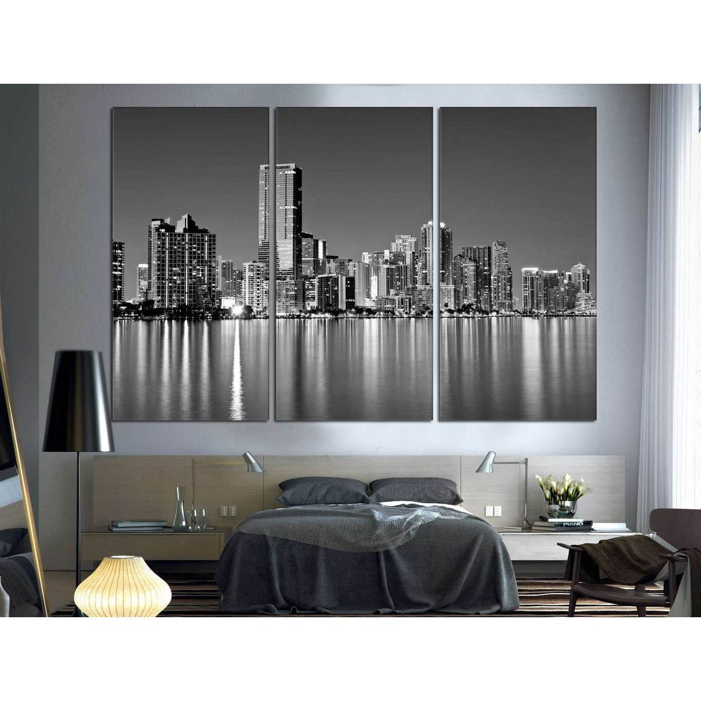 Miami Skyline №1099 Ready to Hang Canvas Print - Zellart Canvas Prints ALL_Products, autopostr_pinterest_65155, autopostr_pinterest_65157, autopostr_pinterest_65158, autopostr_pinterest_65160