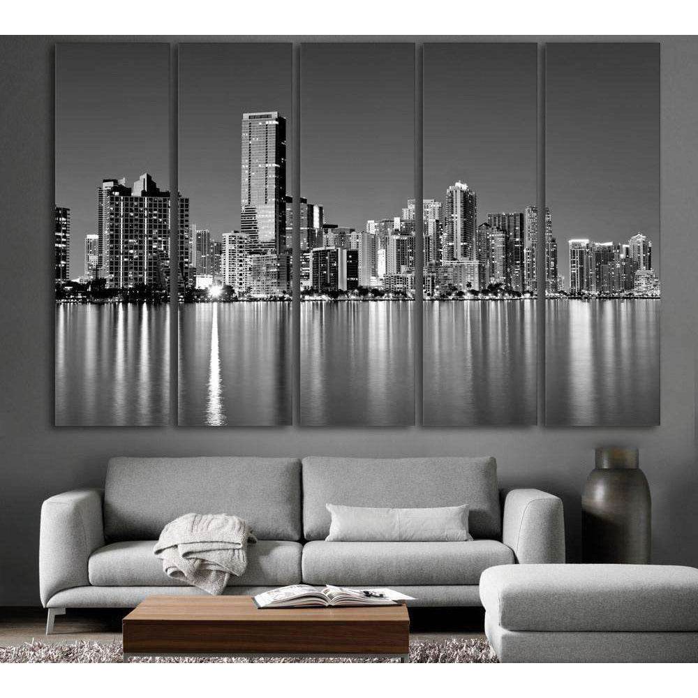 Miami Skyline №1099 Ready to Hang Canvas Print - Zellart Canvas Prints ALL_Products, autopostr_pinterest_65155, autopostr_pinterest_65157, autopostr_pinterest_65158, autopostr_pinterest_65160