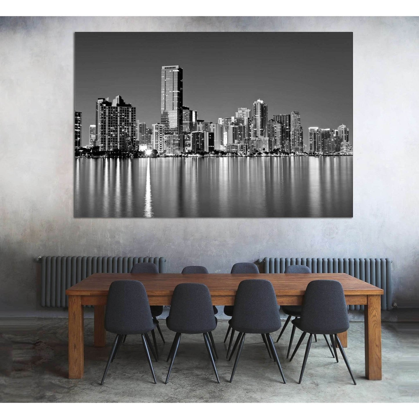 Miami Skyline №1099 Ready to Hang Canvas Print - Zellart Canvas Prints ALL_Products, autopostr_pinterest_65155, autopostr_pinterest_65157, autopostr_pinterest_65158, autopostr_pinterest_65160