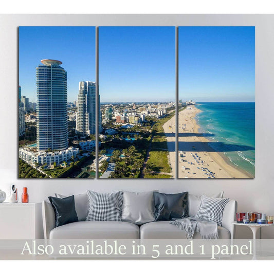 Miami skyline from helicopter №1099 Ready to Hang Canvas Print - Zellart Canvas Prints ALL_Products, s-1099