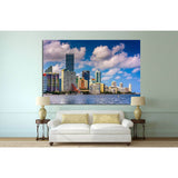 Miami Skyline from Virginia Key, Miami, Florida №1633 Ready to Hang Canvas Print