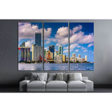 Miami Skyline from Virginia Key, Miami, Florida №1633 Ready to Hang Canvas Print