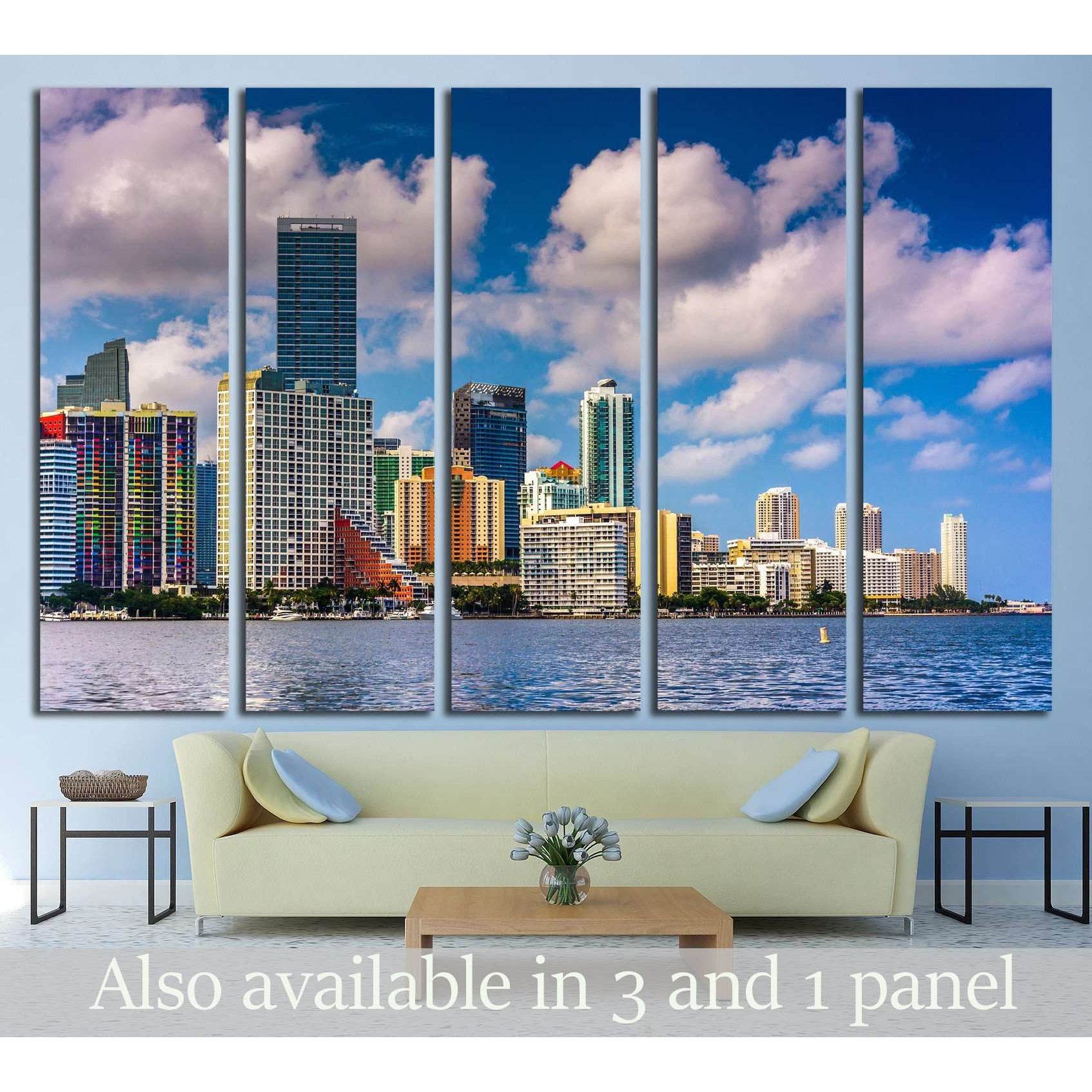 Miami Skyline from Virginia Key, Miami, Florida №1633 Ready to Hang Canvas Print