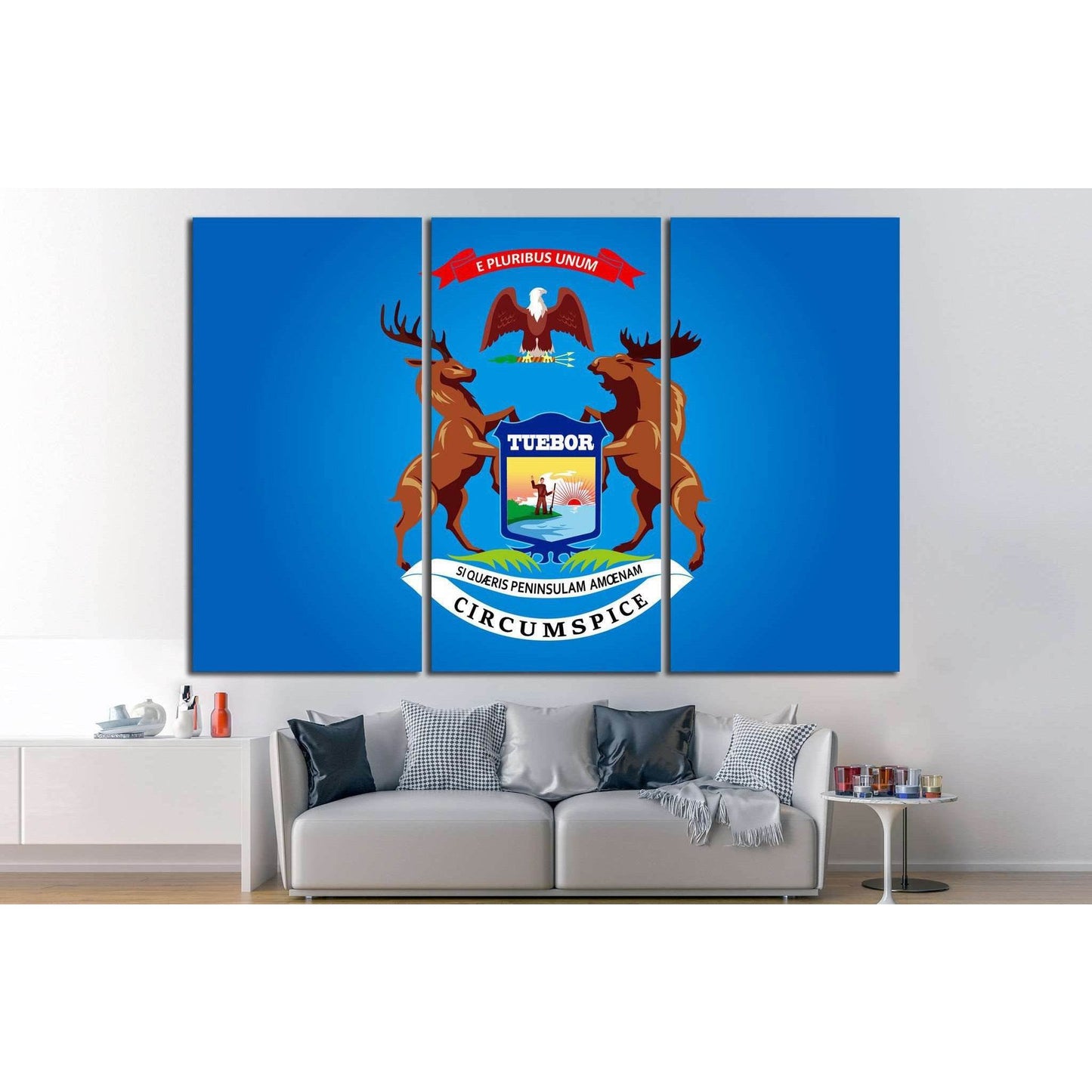 Michigan Flag №688 Ready to Hang Canvas PrintCanvas art arrives ready to hang, with hanging accessories included and no additional framing required. Every canvas print is hand-crafted, made on-demand at our workshop and expertly stretched around 100% Nort