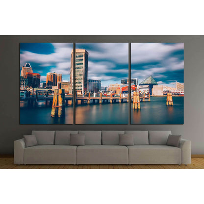 Mid-day long exposure of the Baltimore Inner Harbor Skyline №2178 Ready to Hang Canvas PrintCanvas art arrives ready to hang, with hanging accessories included and no additional framing required. Every canvas print is hand-crafted, made on-demand at our w