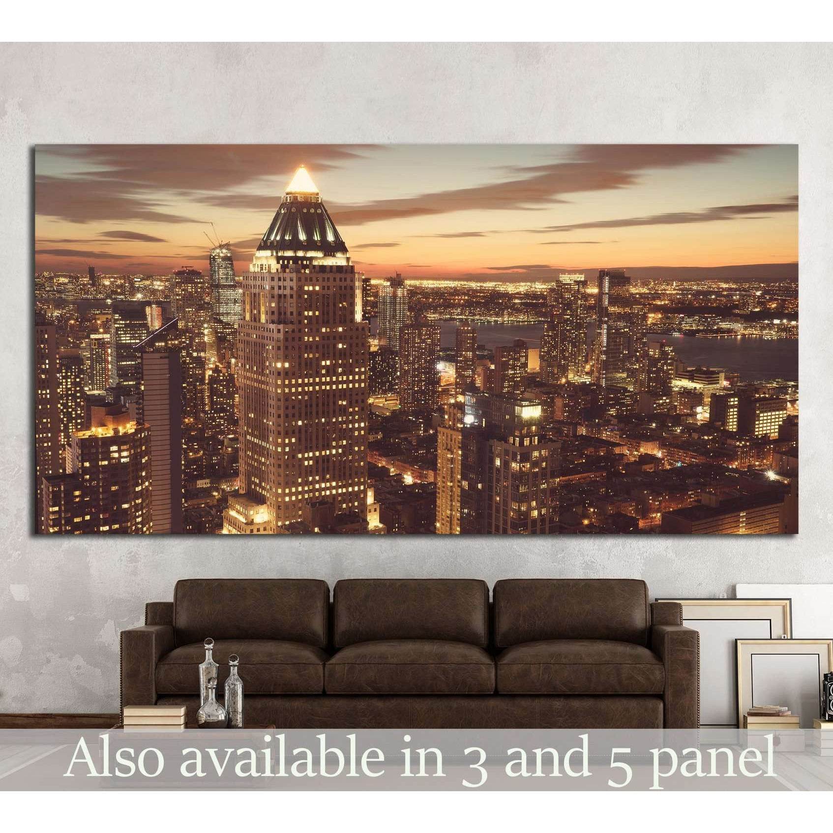 Midtown Manhattan New York skyline at night №1539 Ready to Hang Canvas Print - Zellart Canvas Prints 0_NY_ART, ALL_Products, s-1539