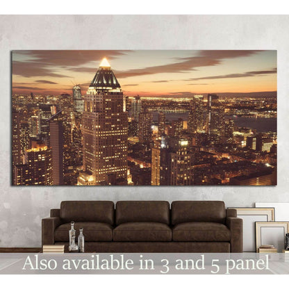 Midtown Manhattan New York skyline at night №1539 Ready to Hang Canvas Print - Zellart Canvas Prints 0_NY_ART, ALL_Products, s-1539