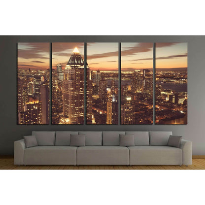 Midtown Manhattan New York skyline at night №1539 Ready to Hang Canvas Print - Zellart Canvas Prints 0_NY_ART, ALL_Products, s-1539