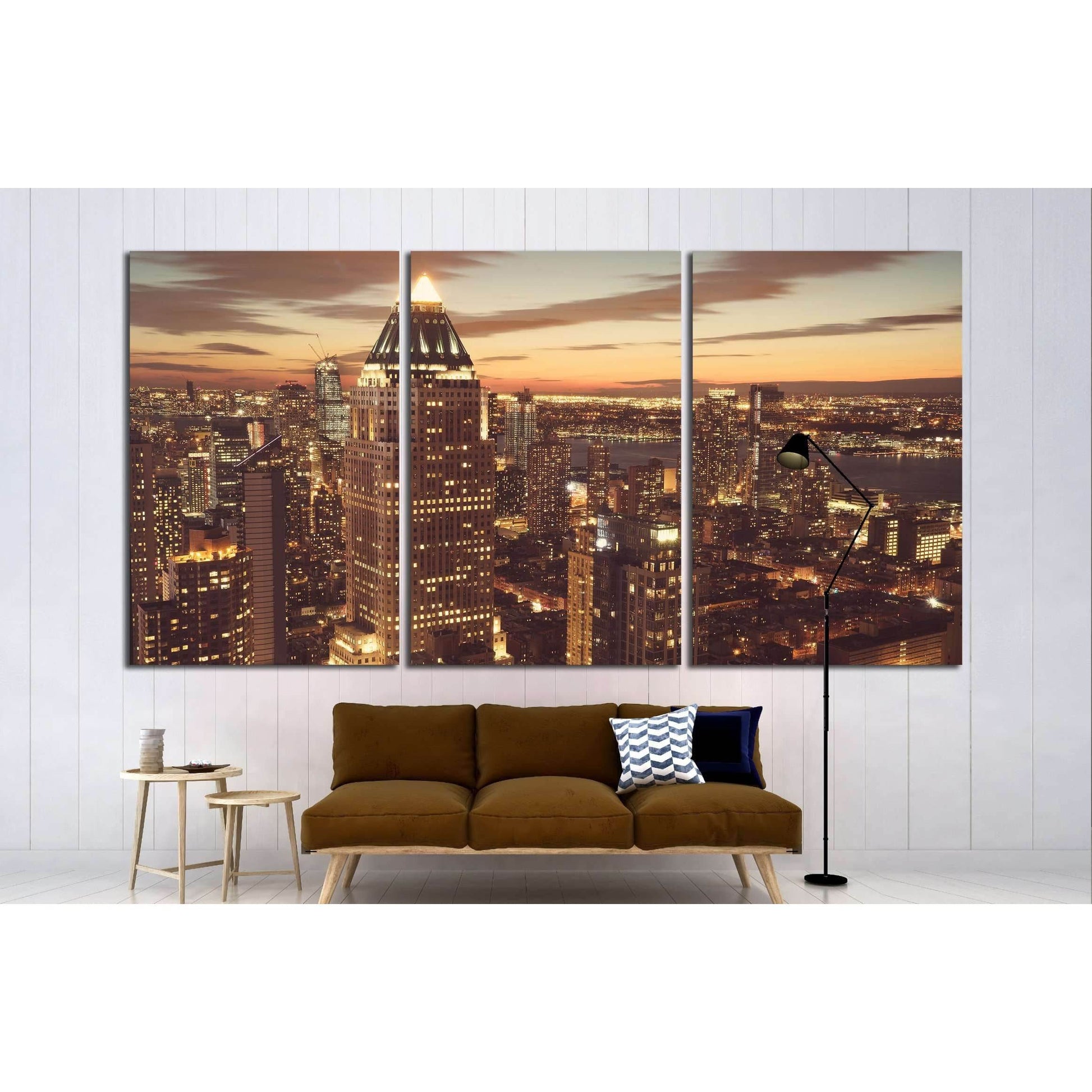 Midtown Manhattan New York skyline at night №1539 Ready to Hang Canvas Print - Zellart Canvas Prints 0_NY_ART, ALL_Products, s-1539