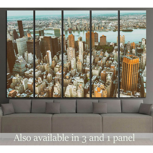 Midtown Manhattan night aerial skyline. №2715 Ready to Hang Canvas Print - Zellart Canvas Prints 0_NY_ART, ALL_Products, s-2715