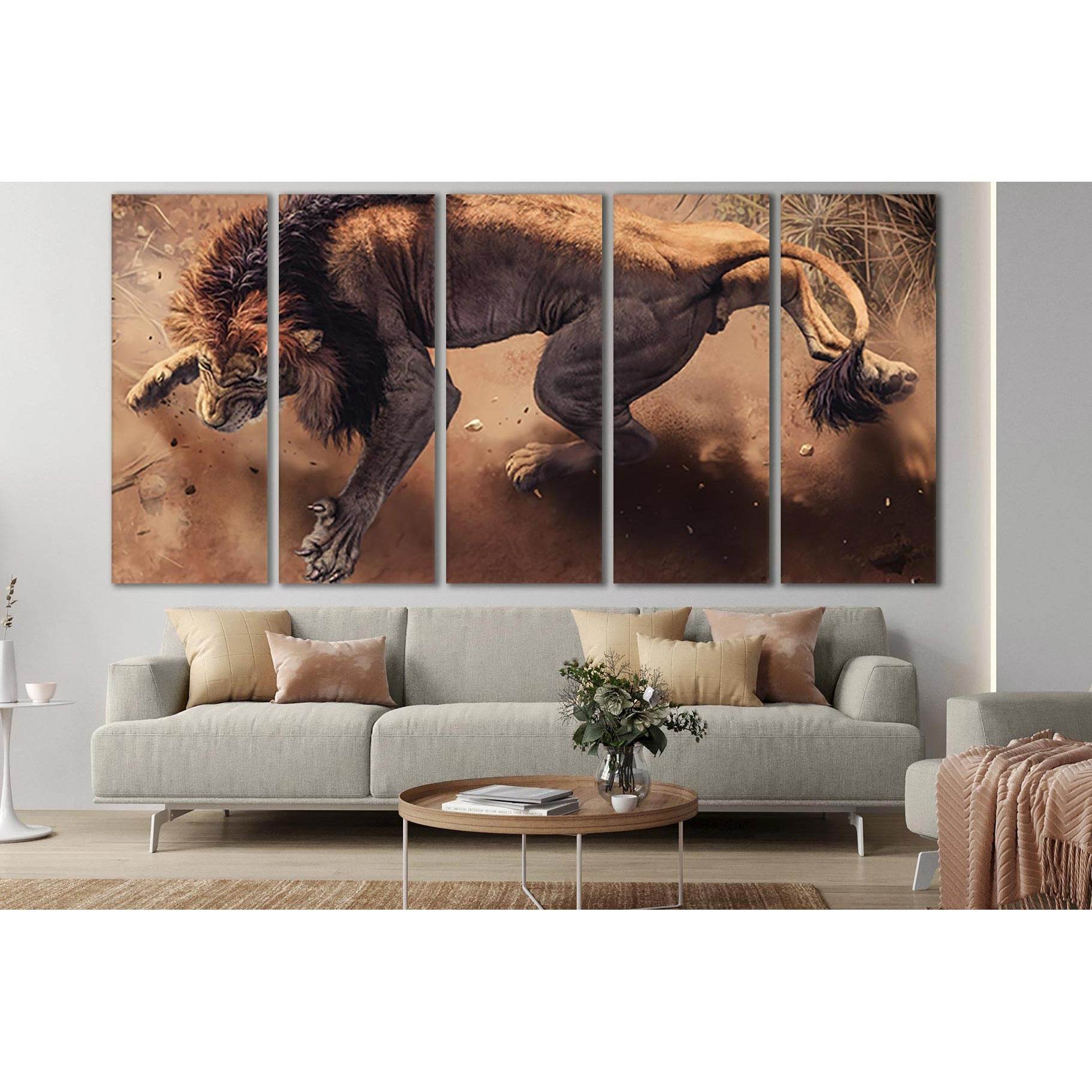 Mighty Adult Lion №SL1032 Ready to Hang Canvas Print - Zellart Canvas Prints 0new, ALL_Products, Animals & Wildlife, Lion