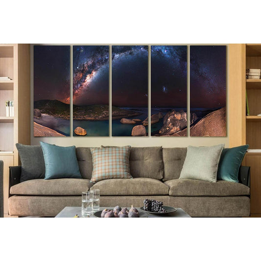 Milky Way Coast Night №SL961 Ready to Hang Canvas Print - Zellart Canvas Prints 0new, ALL_Products, Astronomy & Space Canvas Wall Art