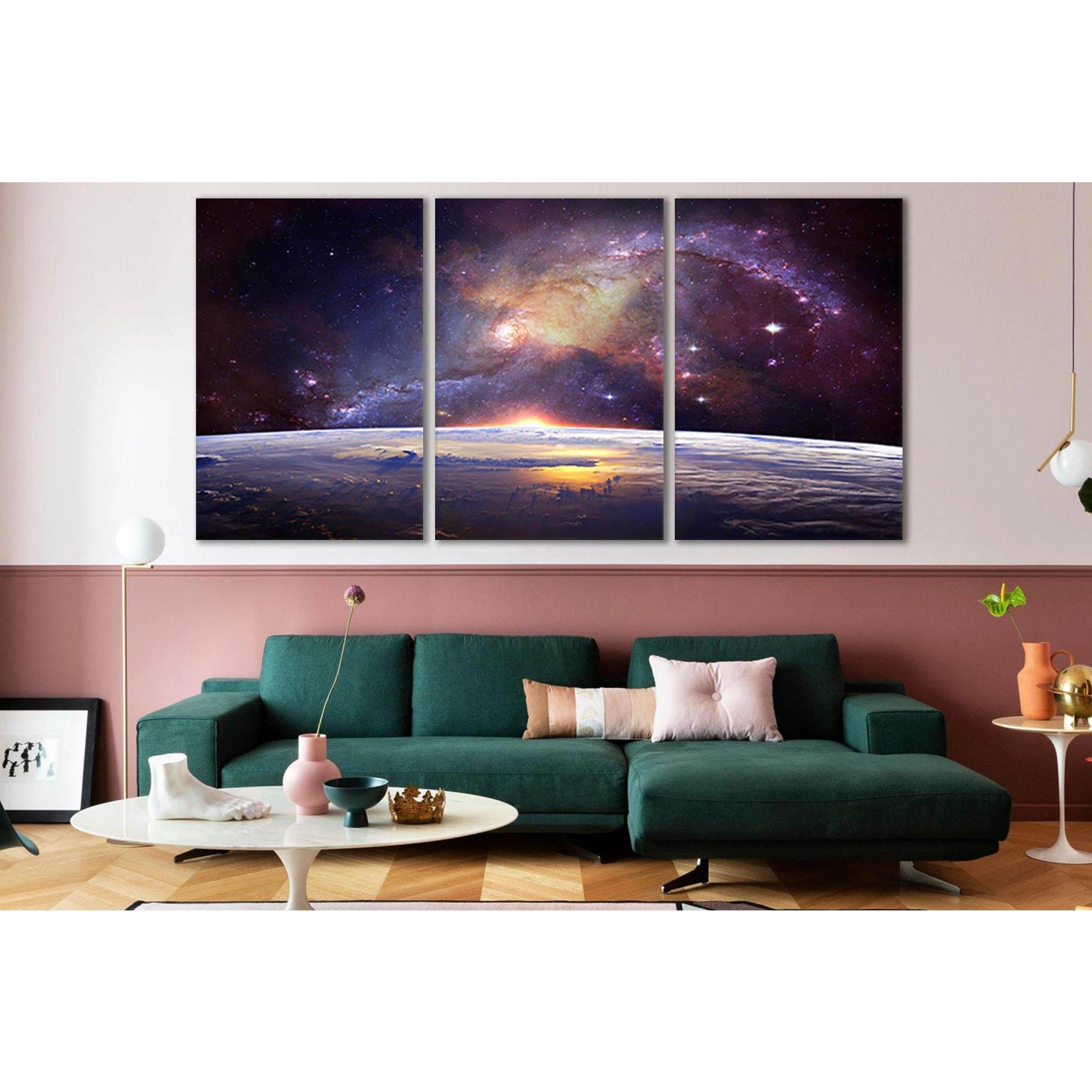 Milky Way Over Earth №SL434 Ready to Hang Canvas Print - Zellart Canvas Prints 0new, ALL_Products, Astronomy & Space Canvas Wall Art