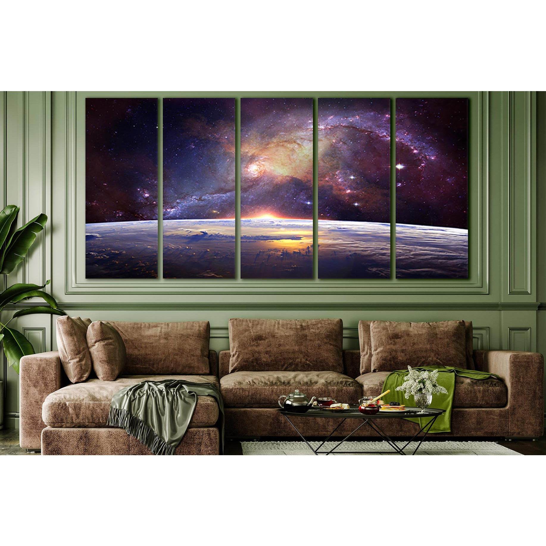 Milky Way Over Earth №SL434 Ready to Hang Canvas Print - Zellart Canvas Prints 0new, ALL_Products, Astronomy & Space Canvas Wall Art