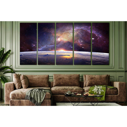 Milky Way Over Earth №SL434 Ready to Hang Canvas Print - Zellart Canvas Prints 0new, ALL_Products, Astronomy & Space Canvas Wall Art