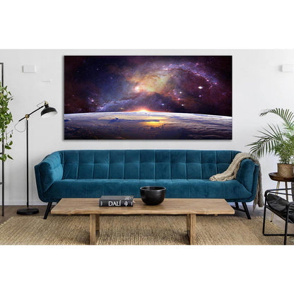 Milky Way Over Earth №SL434 Ready to Hang Canvas Print - Zellart Canvas Prints 0new, ALL_Products, Astronomy & Space Canvas Wall Art