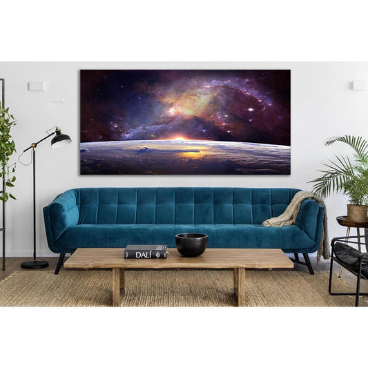 Milky Way Over Earth №SL434 Ready to Hang Canvas Print - Zellart Canvas Prints 0new, ALL_Products, Astronomy & Space Canvas Wall Art