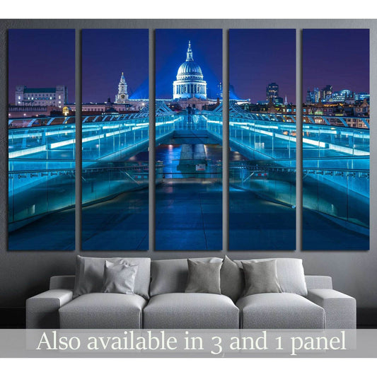 Millennium Bridge leading to Saint Paul's Cathedral, London, UK №1680 Ready to Hang Canvas Print - Zellart Canvas Prints ALL_Products, s-1680