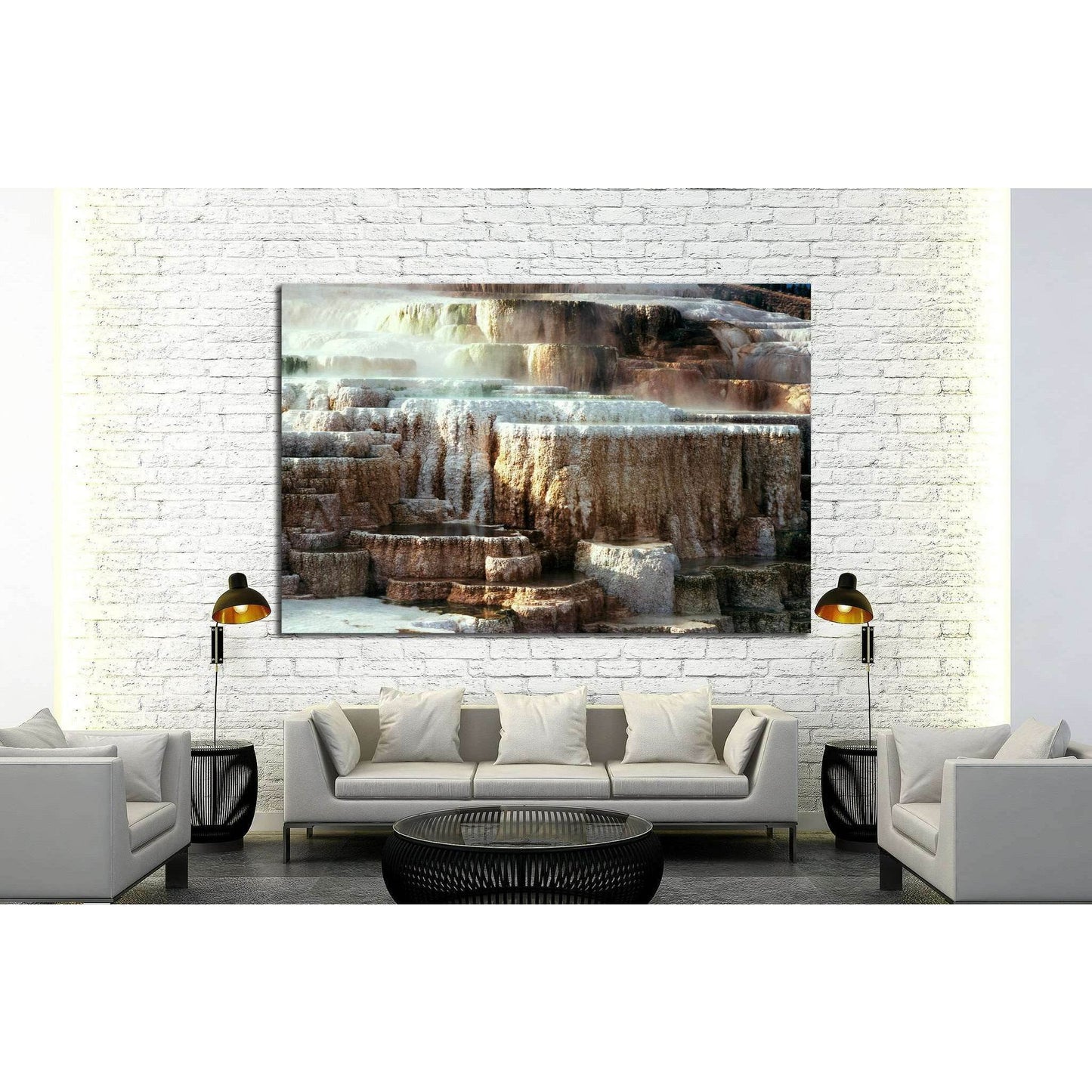 Minerva Terrace, Yellowstone National Park, Wyoming, USA №1990 Ready to Hang Canvas Print - Zellart Canvas Prints ALL_Products, s-1990