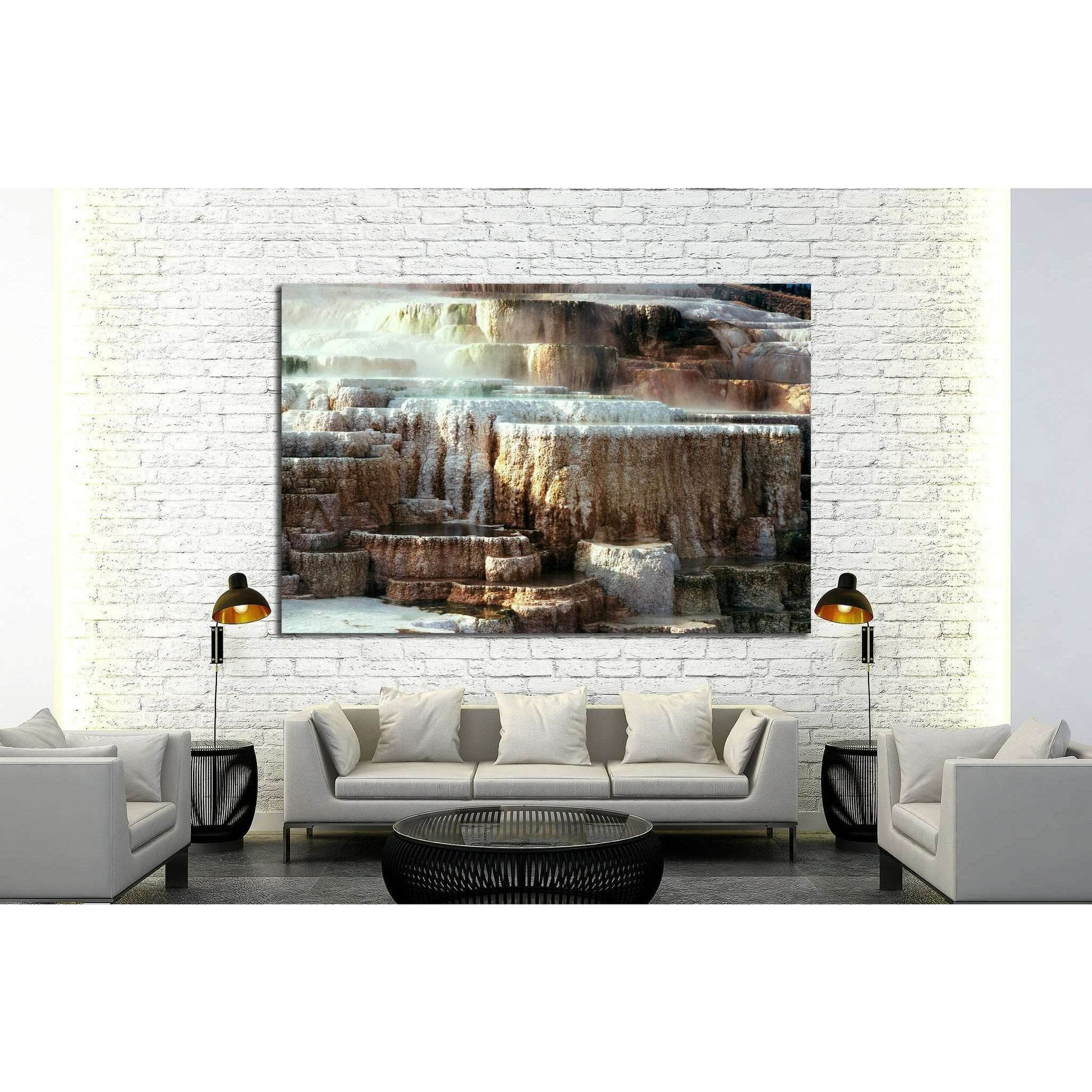 Minerva Terrace, Yellowstone National Park, Wyoming, USA №1990 Ready to Hang Canvas Print - Zellart Canvas Prints ALL_Products, s-1990