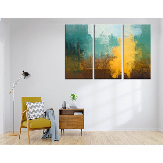 Mint And Yellow Abstract №04345 Ready to Hang Canvas Print - Zellart Canvas Prints ALL_Products