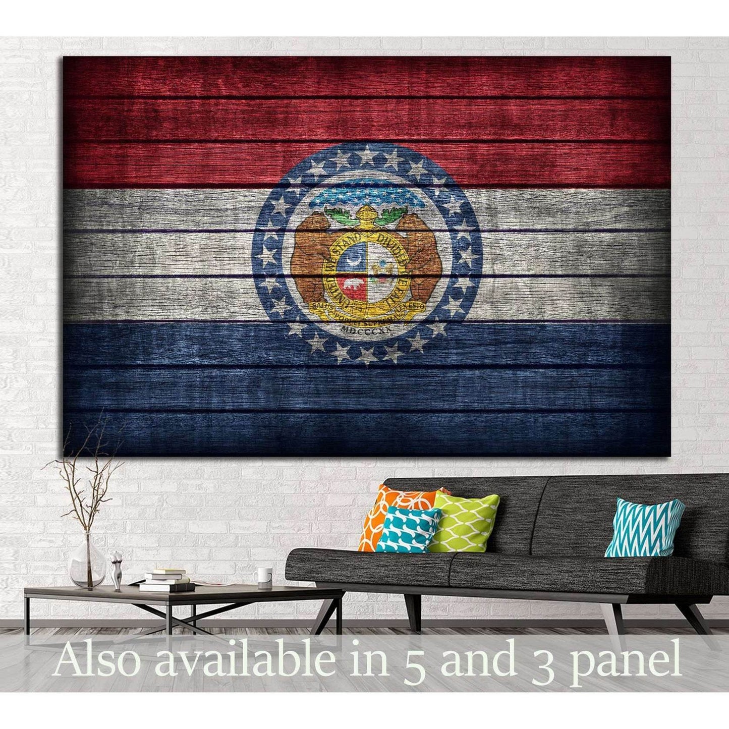 Missouri flag №678 Ready to Hang Canvas PrintCanvas art arrives ready to hang, with hanging accessories included and no additional framing required. Every canvas print is hand-crafted, made on-demand at our workshop and expertly stretched around 100% Nort