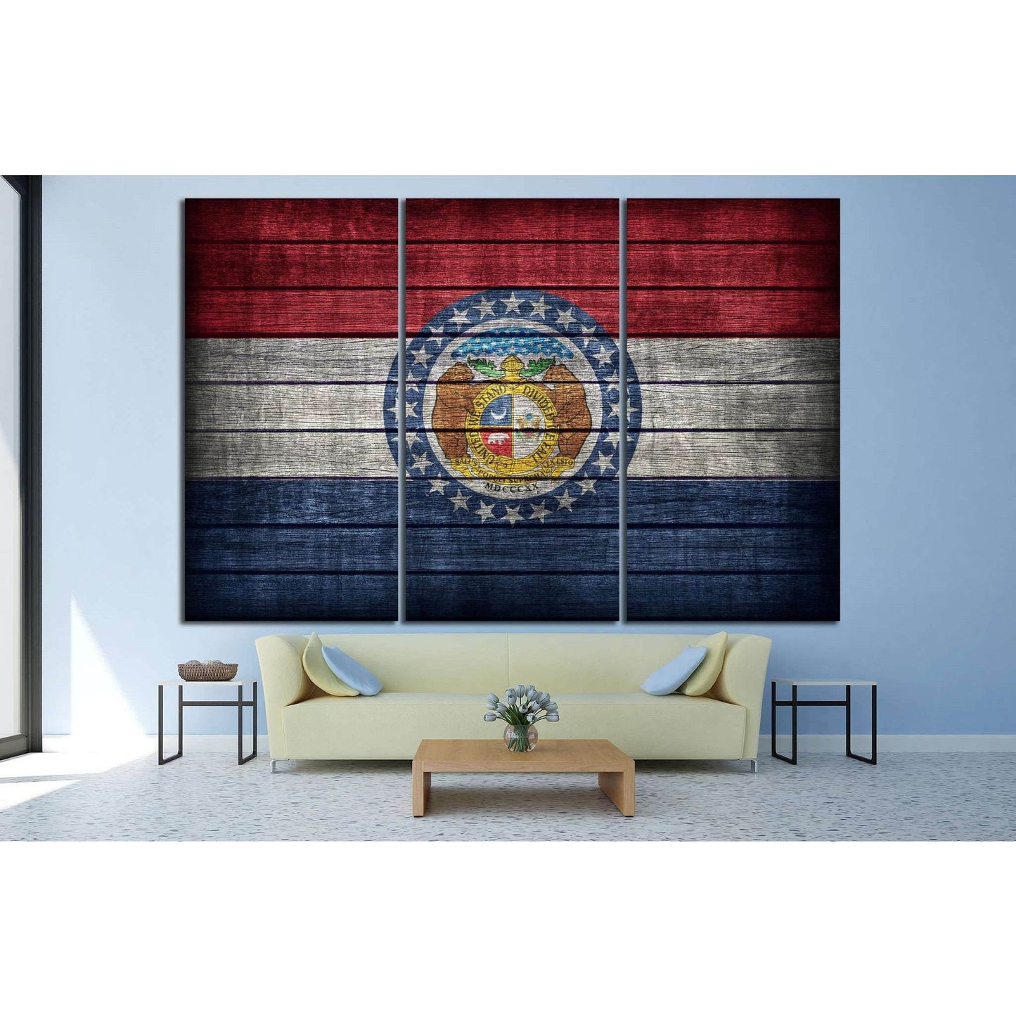 Missouri flag №678 Ready to Hang Canvas PrintCanvas art arrives ready to hang, with hanging accessories included and no additional framing required. Every canvas print is hand-crafted, made on-demand at our workshop and expertly stretched around 100% Nort
