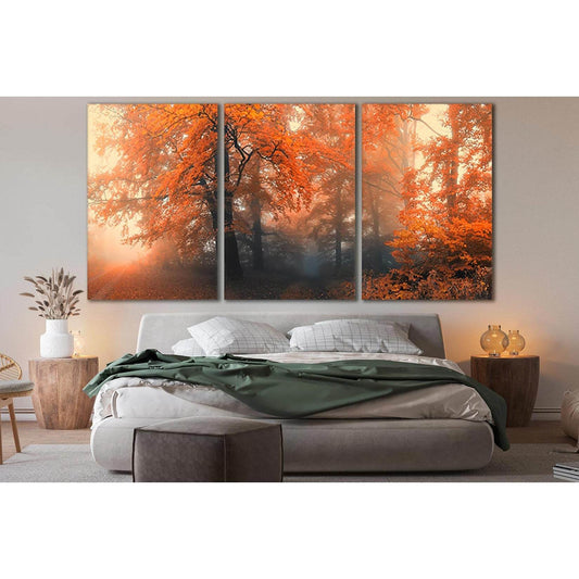 Misty Autumn Forest №SL797 Ready to Hang Canvas Print - Zellart Canvas Prints 0new, ALL_Products, Trees Wall Art