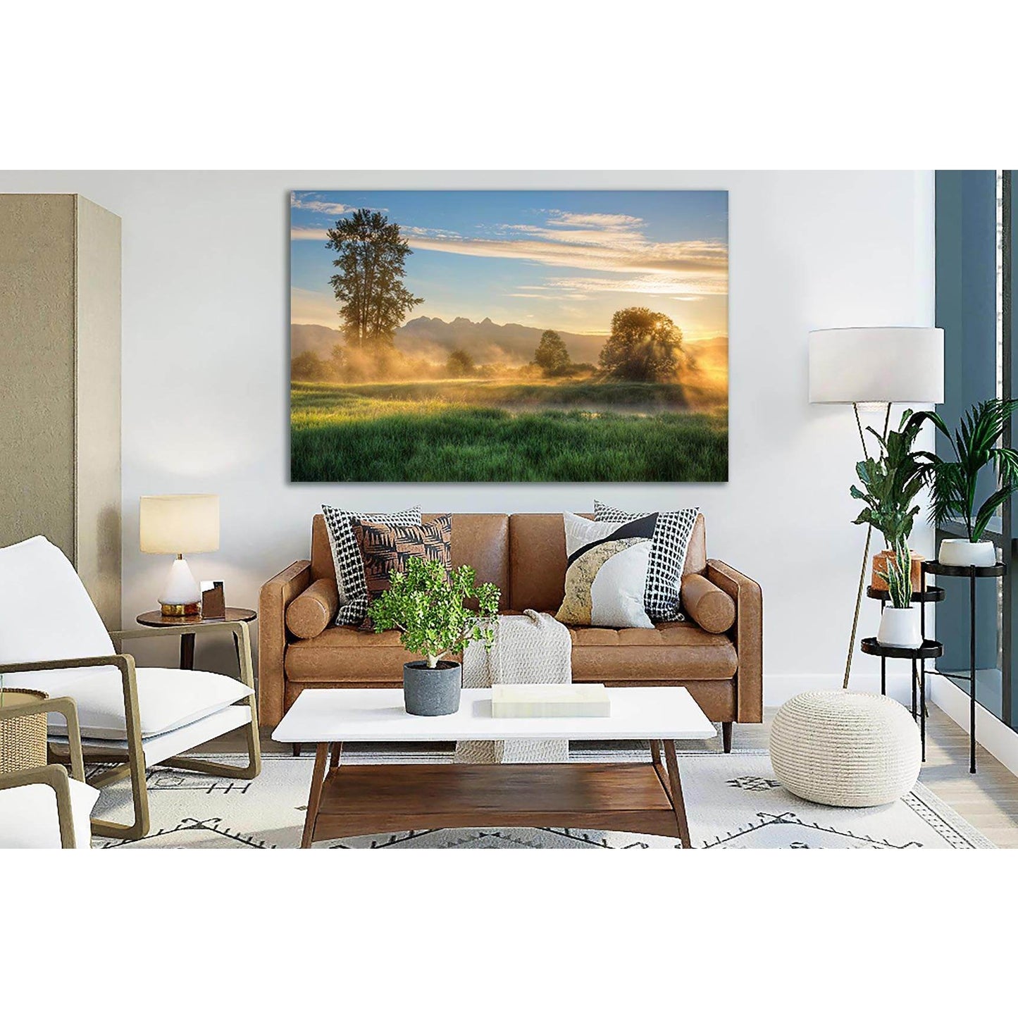 Misty Morning Sunrise №SL242 Ready to Hang Canvas Print - Zellart Canvas Prints 0new, ALL_Products, SUNRISE & SUNSET WALL ART