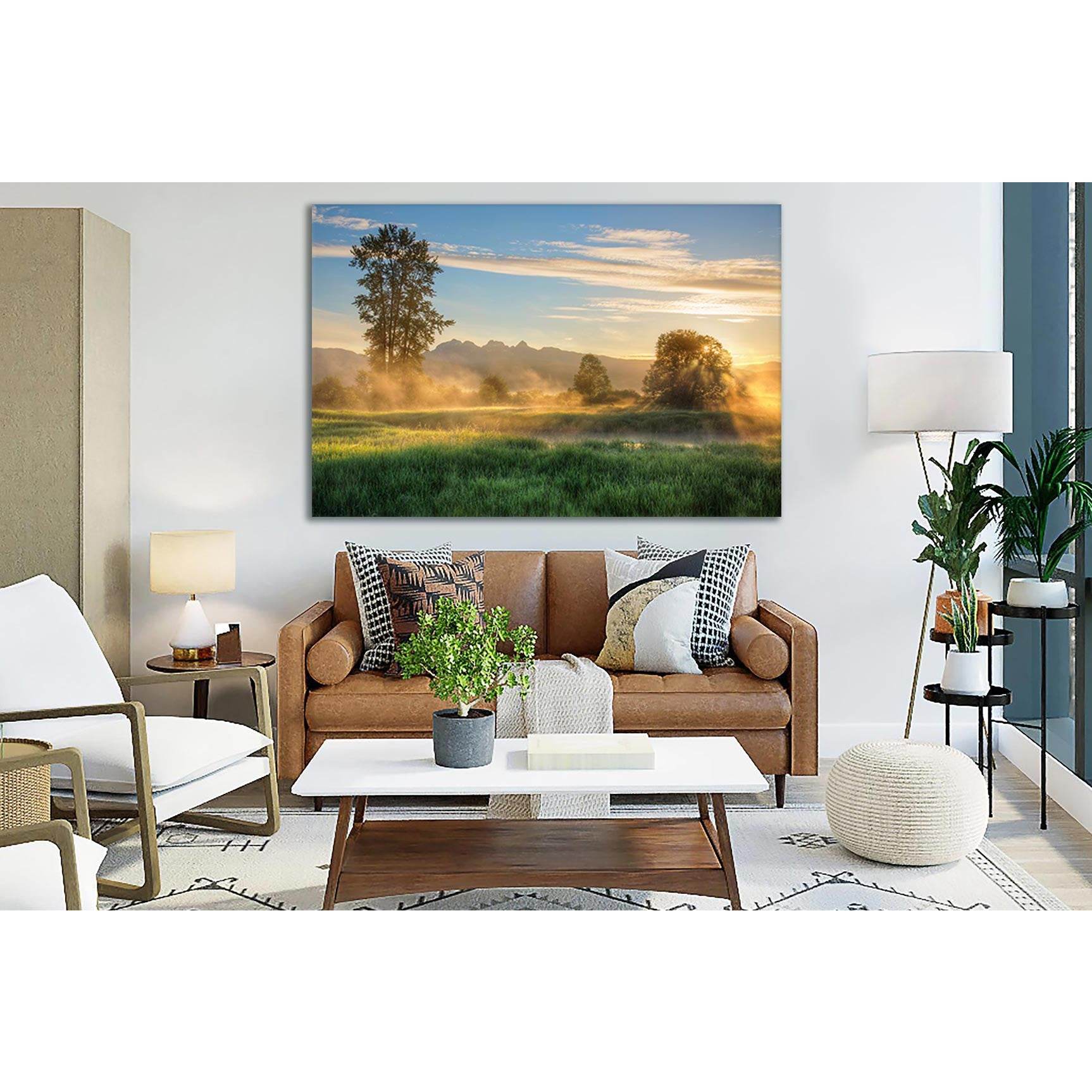 Misty Morning Sunrise №SL242 Ready to Hang Canvas Print - Zellart Canvas Prints 0new, ALL_Products, SUNRISE & SUNSET WALL ART