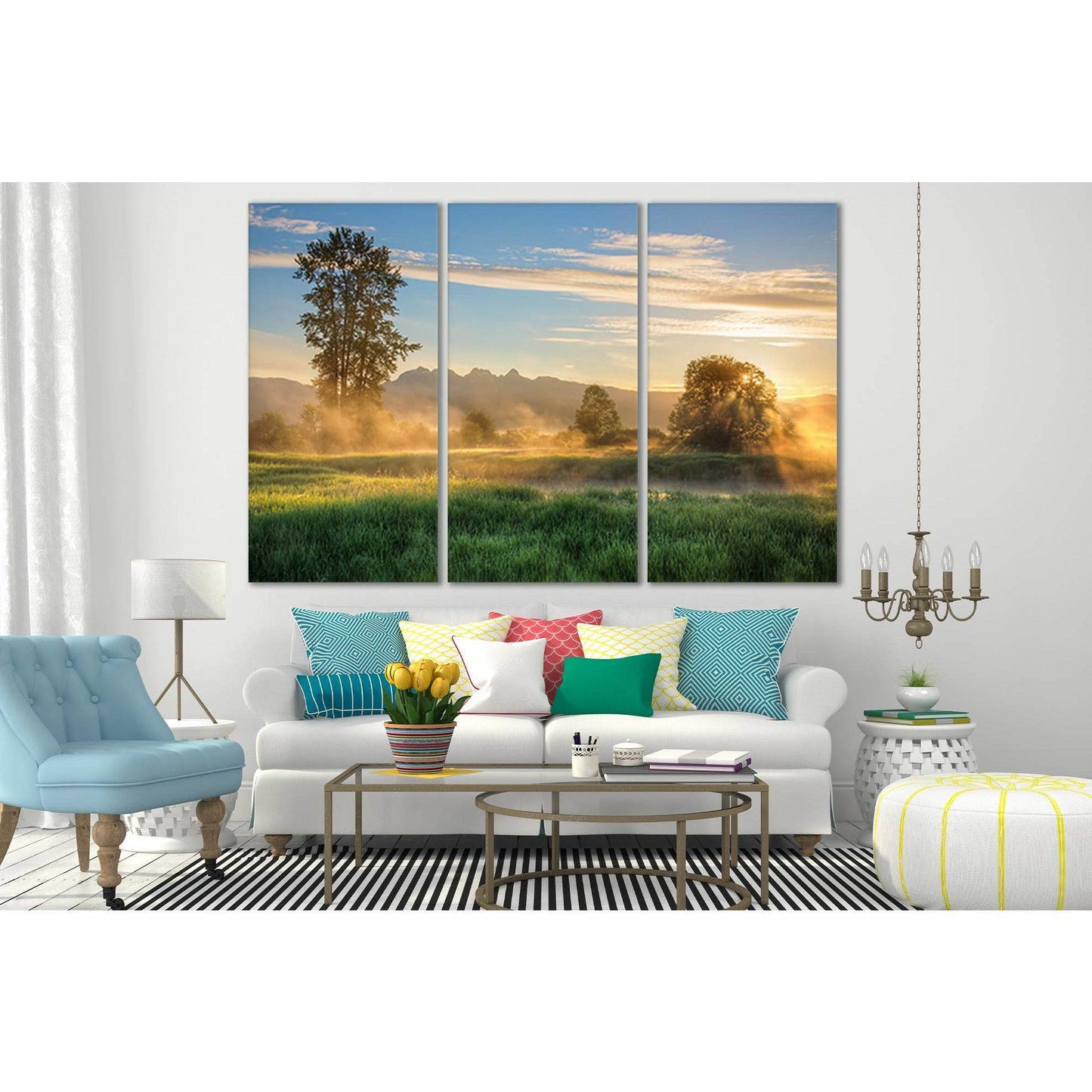 Misty Morning Sunrise №SL242 Ready to Hang Canvas Print - Zellart Canvas Prints 0new, ALL_Products, SUNRISE & SUNSET WALL ART