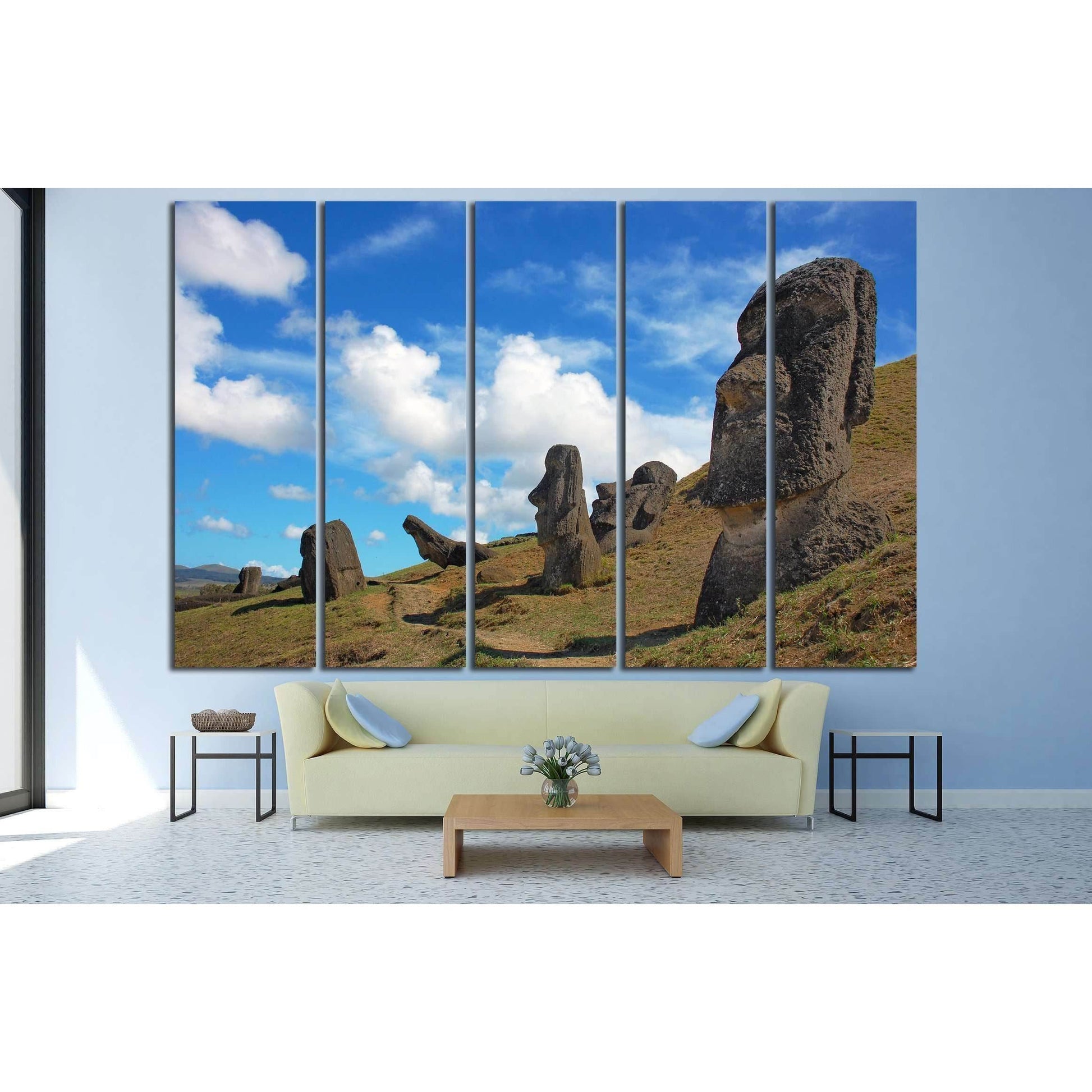 Moai at Rano Raraku, Easter Island, Chile №2492 Ready to Hang Canvas Print - Zellart Canvas Prints ALL_Products, s-2492
