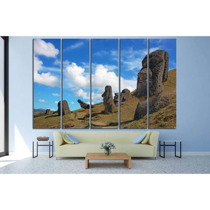 Moai at Rano Raraku, Easter Island, Chile №2492 Ready to Hang Canvas Print - Zellart Canvas Prints ALL_Products, s-2492