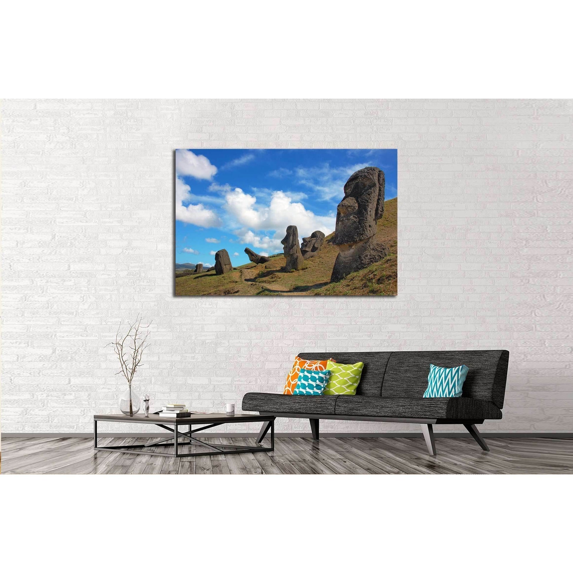 Moai at Rano Raraku, Easter Island, Chile №2492 Ready to Hang Canvas Print - Zellart Canvas Prints ALL_Products, s-2492