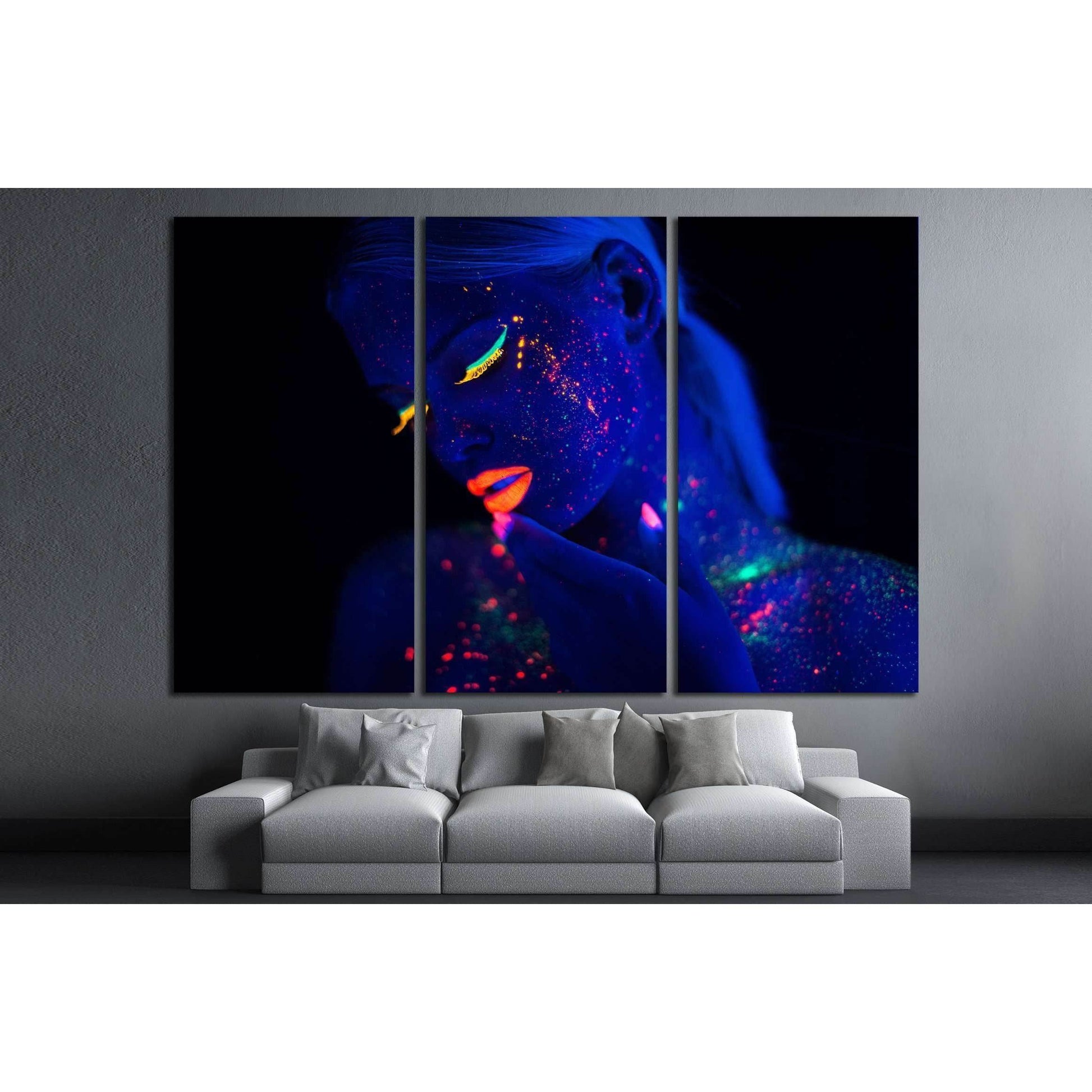 Model Girl with Fluorescent Creative Psychedelic MakeUp, Art Design №2782 Ready to Hang Canvas PrintCanvas art arrives ready to hang, with hanging accessories included and no additional framing required. Every canvas print is hand-crafted, made on-demand