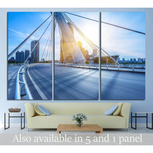 modern buildings with empty road under blue sky,tianjin china №2207 Ready to Hang Canvas Print - Zellart Canvas Prints ALL_Products, s-2207
